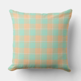 Padua Green and Corvette Peach Plaid Kissen