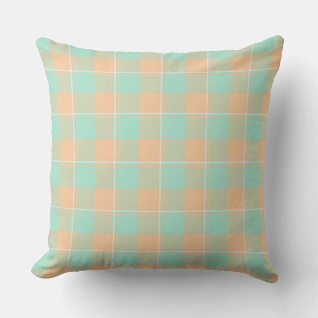 Padua Green and Corvette Peach Plaid Kissen (Vorderseite)