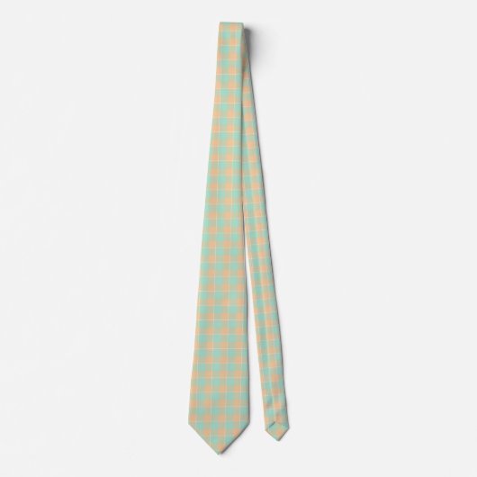 Padua Green and Corvette Peach Plaid Neck Tie Krawatte (Vorderseite)