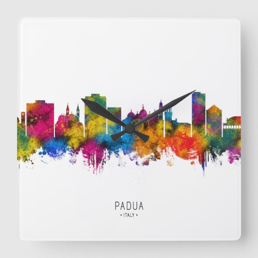 Padua Italy Skyline Quadratische Wanduhr (Vorderseite)