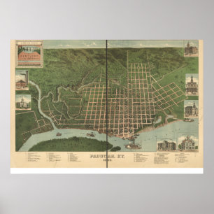 Paducah Kentucky 1889 panoramische Karte Poster