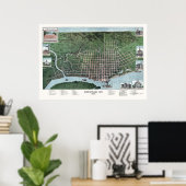 Paducah, KY Panorama Karte - 1889 Poster (Heimbüro)