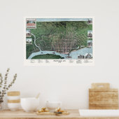 Paducah, KY Panorama Karte - 1889 Poster (Küche)