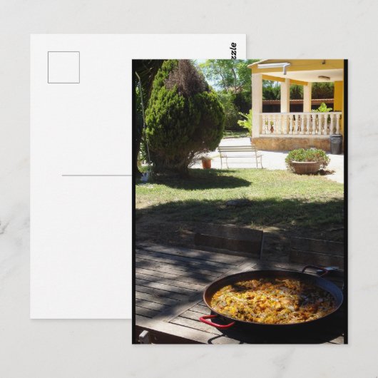 Paella-Gericht ruht im Garten Postkarte (Vorne/Hinten)
