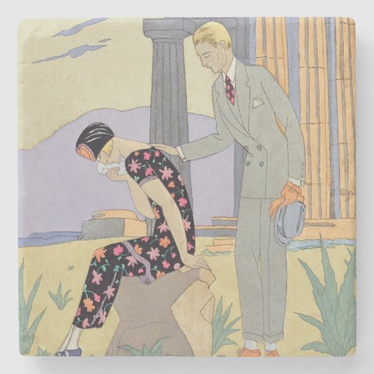 Paestum, 1924 (pochoir Druck) Steinuntersetzer (Vorderseite)