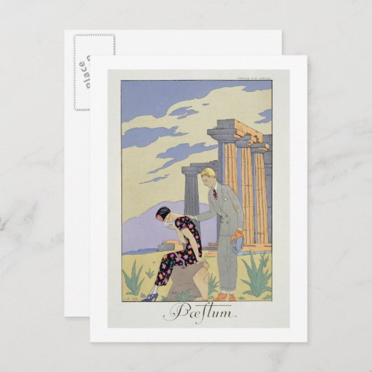 Paestum, 1924 (pochoir print) postkarte (Vorne/Hinten)