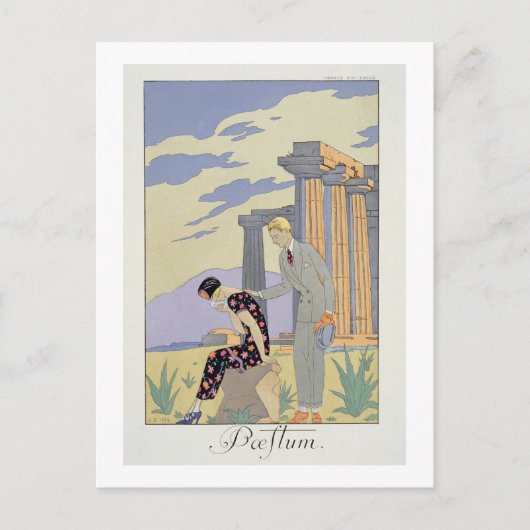 Paestum, 1924 (pochoir print) postkarte (Vorderseite)