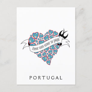 Paga-se o amor com amor provérbio português ilustr postkarte