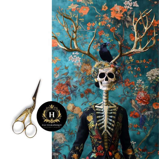 Pagan Antlers Gothic Skeleton Skull Decoupage Seidenpapier