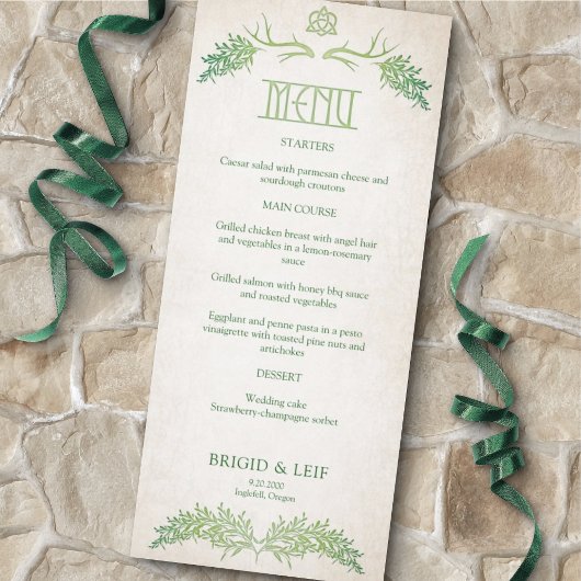 Pagan Celtic Antlers Wedding Menu