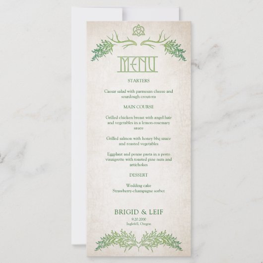 Pagan Celtic Antlers Wedding Menu (Vorderseite)