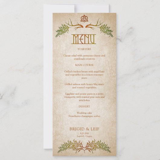 Pagan Celtic Antlers Wedding Menu (Vorderseite)