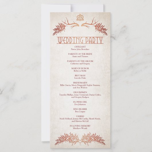 Pagan Celtic Antlers Wedding Program (Rückseite)