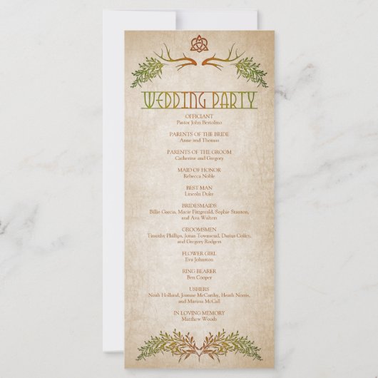 Pagan Celtic Antlers Wedding Program (Rückseite)