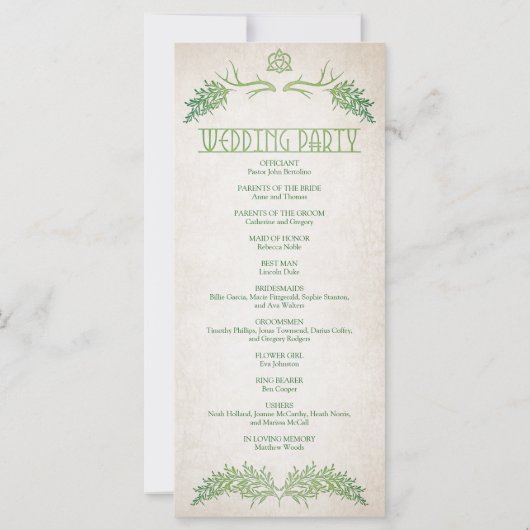 Pagan Celtic Antlers Wedding Program (Rückseite)