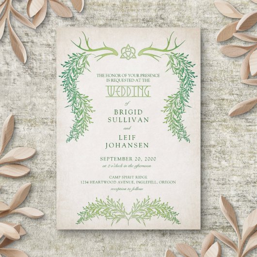 Pagan Celtic Foliage Wedding Einladung
