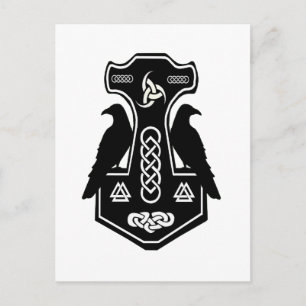 Pagan Celtic Norse Thors Hammer Postkarte