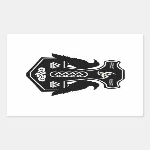 Pagan Celtic Norse Thors Hammer Rechteckiger Aufkleber