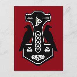 Pagan Celtic Thor's Hammer mit Ravens Postkarte