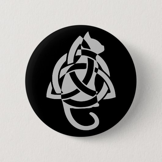 Pagan Celtic Triquetra Cat Silhouette Button (Vorderseite)