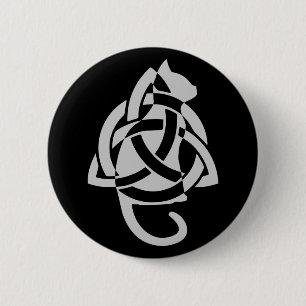 Pagan Celtic Triquetra Cat Silhouette Button