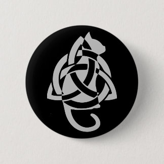 Pagan Celtic Triquetra Cat Silhouette Button