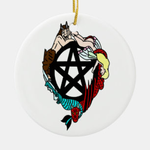 Pagan Elemental Fee Pentagramm Keramikornament