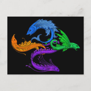 Pagan Flying Fish Earth Air Fire Water Postkarte
