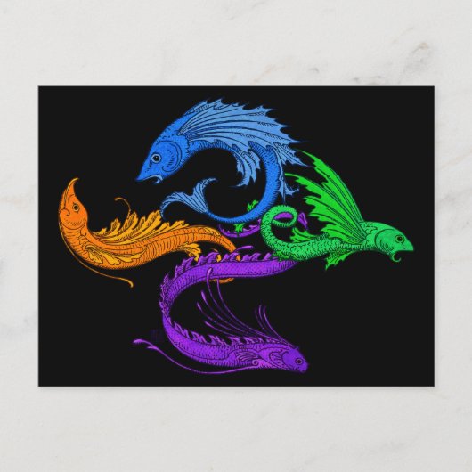 Pagan Flying Fish Earth Air Fire Water Postkarte (Vorderseite)