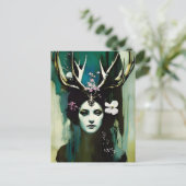 Pagan-Frau mit Antlern Postkarte (Stehend Vorderseite)