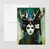 Pagan-Frau mit Antlern Postkarte (Vorne/Hinten)