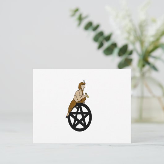 Pagan God Pan und Pentagramm Postkarte (Stehend Vorderseite)