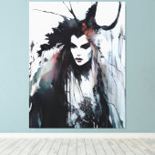 Pagan Goddess Black Ink Painting Leinwanddruck (Insitu (Holzboden))