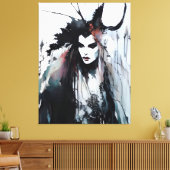 Pagan Goddess Black Ink Painting Leinwanddruck (Insitu (Wohnzimmer))