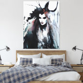 Pagan Goddess Black Ink Painting Leinwanddruck (Insitu (Schlafzimmer))