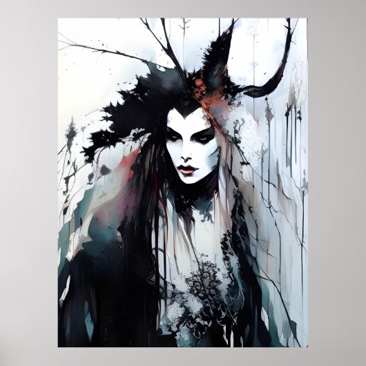 Pagan Goddess Black Ink Painting Poster (Vorne)
