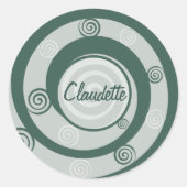 Pagan Goddess Spirals Green Personalisiert Runder Aufkleber (Vorderseite)