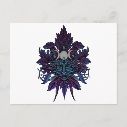 Pagan Green Man Triple Moon Wiccan Postkarte (Vorderseite)