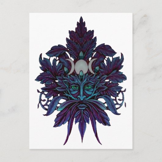Pagan Green Man Triple Moon Wiccan Postkarte (Vorderseite)