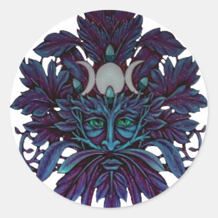 Pagan Green Man Triple Moon Wiccan Runder Aufkleber