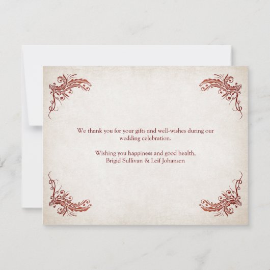 Pagan Handfasting Wedding Dankeskarte (Rückseite)