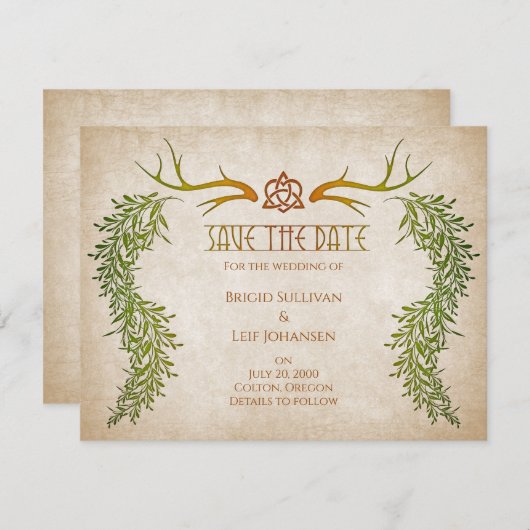 Pagan Handfasting Wedding Save The Date (Vorne/Hinten)