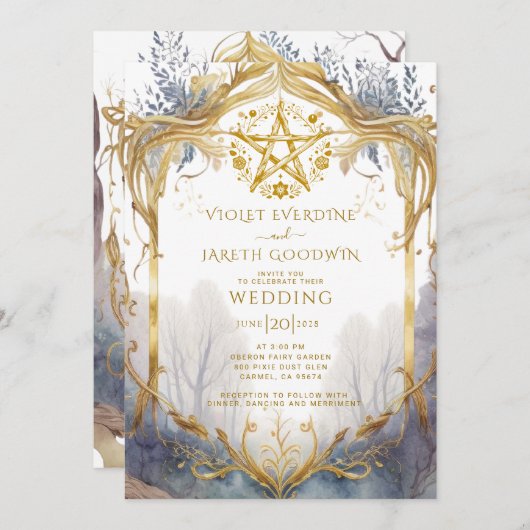 Pagan-Hochzeit vom verzauberten Waldportal Einladung (Vorne/Hinten)