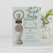 Pagan Mutter Göttin mit Blätter Kinderdusche Einladung (Stehend Vorderseite)