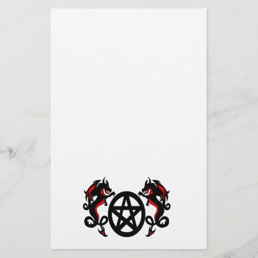 Pagan-Pentagramm und Rote Drachen Briefpapier (Vorderseite)