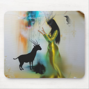 Pagan Priestess Raven Occult Dark Hexy AI Art Mousepad