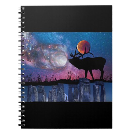 Pagan Stag Moon Galaxy Stonehenge Notebook Journal Notizblock (Vorderseite)