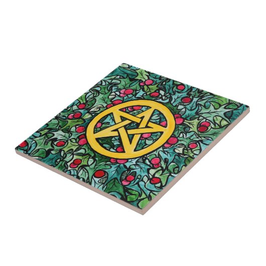 Pagan Weihnachten Pentagram Fliese (Seite)