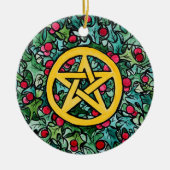 Pagan Weihnachten Pentagram Keramik Ornament (Vorne)