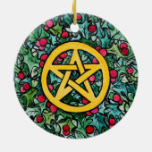 Pagan Weihnachten Pentagram Keramik Ornament (Hinten)